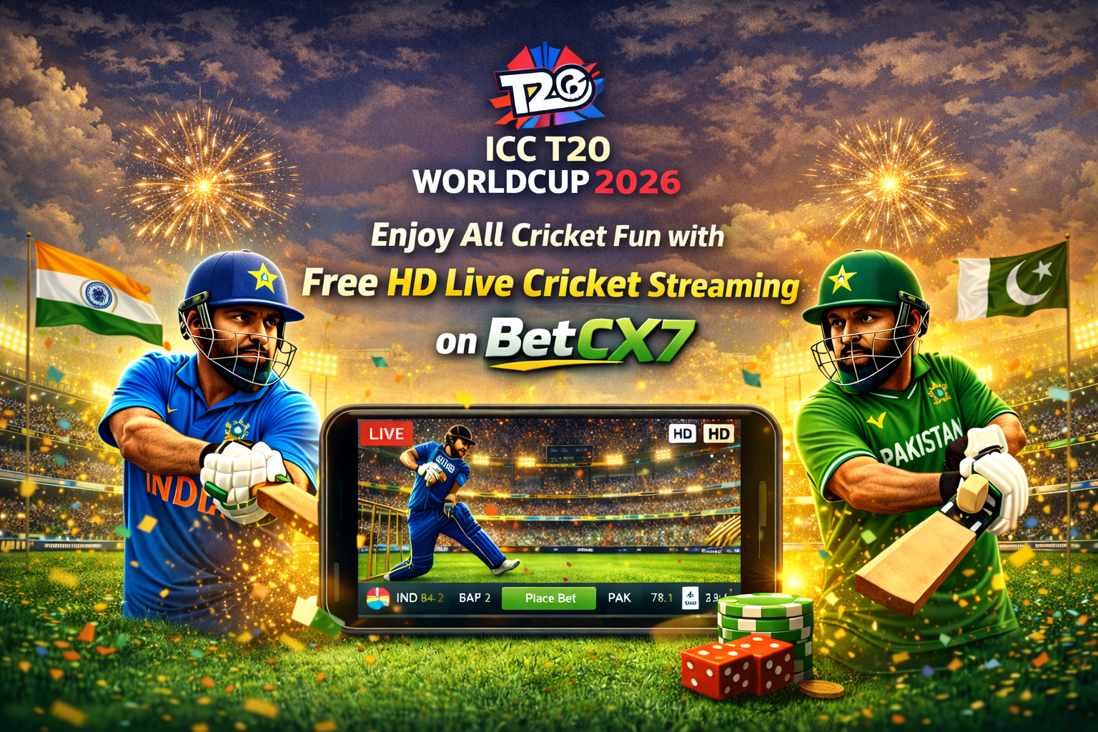 ICC T20 World Cup 2026 Live – Cricket Live Stream & India Pakistan Match BetCX7